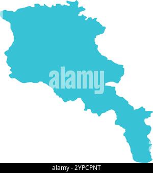 MAPPA dell'Armenia in blu, confine con la nazione, mappa dell'Armenia, linea di confine dell'Armenia, mappa geografica Illustrazione Vettoriale