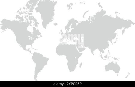 Mappa del mondo, Mappa del mondo, Mappa geografica, Mappa del Paese, linea di confine del Paese, Asia, Africa, Europa, Nord America, Sud America, Australia, Oceania Illustrazione Vettoriale