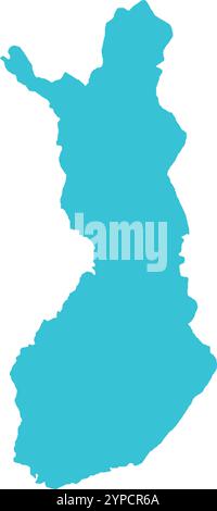 MAPPA della Finlandia in blu, confine con la nazione, Finlandia, confine con la Finlandia, Mappa geografica Illustrazione Vettoriale