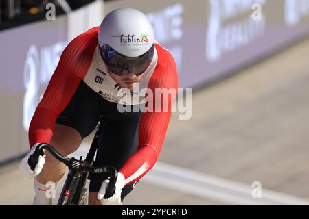 Apeldoorn, Paesi Bassi. 29 novembre 2024. APELDOORN, PAESI BASSI - NOVEMBRE 29: La Polonia Rudyk durante la seconda fase della UCI Track Champions League ad Omnisport il 29 novembre 2024 ad Apeldoorn, Paesi Bassi. (Foto di Peter Lous/Agenzia BSR) credito: Agenzia BSR/Alamy Live News Foto Stock