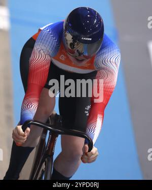 Apeldoorn, Paesi Bassi. 29 novembre 2024. APELDOORN, PAESI BASSI - NOVEMBRE 29: Peet dei Paesi Bassi durante la seconda fase della UCI Track Champions League ad Omnisport il 29 novembre 2024 ad Apeldoorn, Paesi Bassi. (Foto di Peter Lous/Agenzia BSR) credito: Agenzia BSR/Alamy Live News Foto Stock