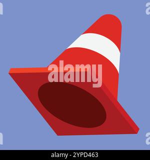 Vettore icona cono traffico. illustrazione della barriera a cono stradale. costruzione di un posto di blocco Illustrazione Vettoriale