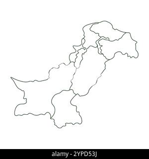 Area geografica Pakistan Mappa vettore icona. Icona mappa pakistana a linee. Illustrazione Pakistan Asia Illustrazione Vettoriale