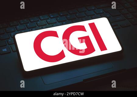 22 gennaio 2024, Brasile. In questa immagine, il logo CGI Inc. Viene visualizzato sullo schermo di uno smartphone Foto Stock