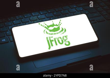 22 gennaio 2024, Brasile. In questa immagine, il logo JFrog Ltd. Viene visualizzato sullo schermo di uno smartphone Foto Stock