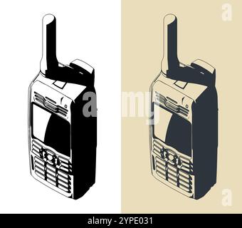 Illustrazioni vettoriali stilizzate di un walkie talkie Illustrazione Vettoriale