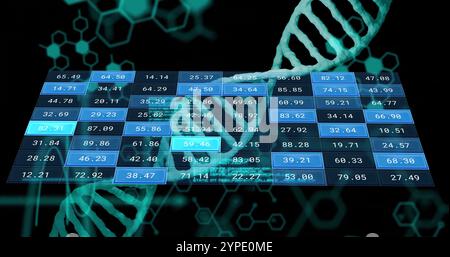 Immagine dell'elaborazione digitale dei dati su stativo e griglia del dna Foto Stock