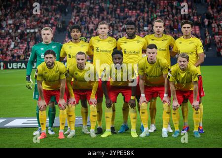 Bilbao, Spagna. 28 novembre 2024. SE Elfsborg ha iniziato XI durante il turno 5 di UEFA Europa League 2024-25 tra Athletic Club e IF Elfsborg il 28 novembre 2024 allo stadio San Mamés di Bilbao, Spagna. (Foto di Alberto Brevers/Pacific Press) credito: Pacific Press Media Production Corp./Alamy Live News Foto Stock