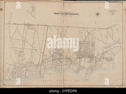 Suffolk County, V. 1, Double Page Plate No. 3 [Mappa delimitata da parte della città di Islip e Brookhaven] 1902 - 1909 Foto Stock