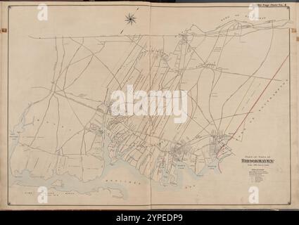 Suffolk County, V. 1, Double Page Plate No. 4 [Mappa delimitata da parte della città di Brookhaven] 1902 - 1909 Foto Stock