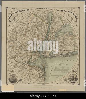 Mappa del paese a 35 chilometri circa dalla città di New York 1893 di G.W. & C.B. Colton & Co Foto Stock