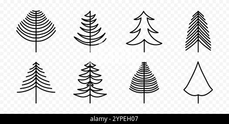 Albero di Natale disegnato a mano vettoriale su sfondo trasparente Illustrazione Vettoriale