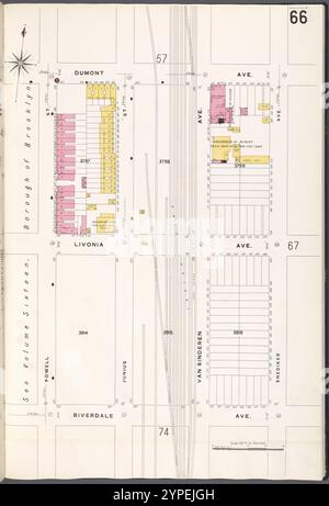 Brooklyn V. 8, Plate No. 66 [Mappa delimitata da Dumont Ave., Snediker Ave., Riverdale Ave., Powell St.] 1884 - 1936 Foto Stock