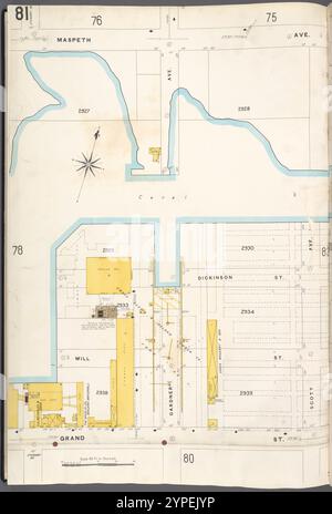 Brooklyn V. 9, Plate No. 81 [Mappa delimitata da Maspeth Ave., Scott Ave., Grand St.] 1884 - 1936 Foto Stock