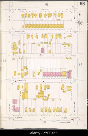 Brooklyn V. 10, Plate No. 66 [Mappa delimitata da Hawthorne St., Nostrand Ave., Lenox Rd., Rogers Ave.] 1884 - 1936 Foto Stock