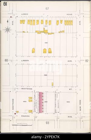 Brooklyn V. 10, Plate No. 81 [Mappa delimitata da Lenox Rd., New York Ave., Church Ave., Nostrand Ave.] 1884 - 1936 Foto Stock