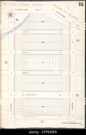 Brooklyn V. 15, targa n. 66 [Mappa delimitata da Gerritsen Ave., Avenue Q, E.31st St., Avenue R] 1884 - 1936 Foto Stock