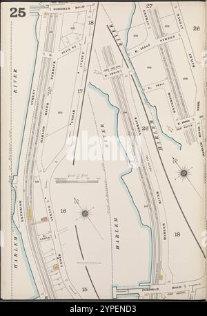 Bronx, V. 13, Plate No. 25 [Mappa delimitata da Fordham Rd., Harlem River] 1900 Foto Stock