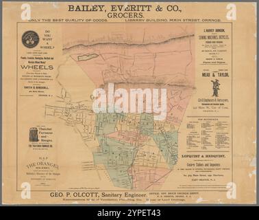 Mappa delle arance, New Jersey: Compilata espressamente per Baldwin's Directory of the Oranges e la township di Essex Co. 1893 da N.Y. Engraving & Printing Co.. Foto Stock
