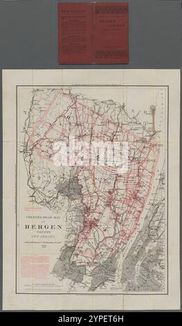 La mappa stradale di Colton della contea di Bergen, New Jersey 1894 Foto Stock