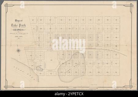 Mappa di Lake Park, Georgia 1890 Foto Stock