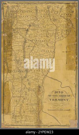 Mappa dello stato del Vermont 1859 di E.R. Jewett & Co Foto Stock