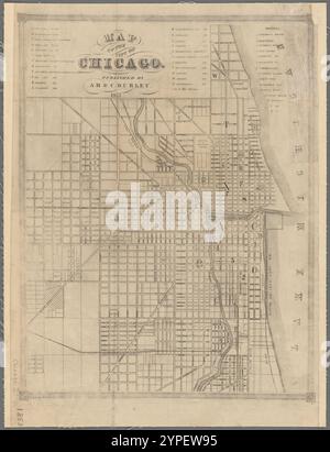 Mappa della città di Chicago 1853 Foto Stock