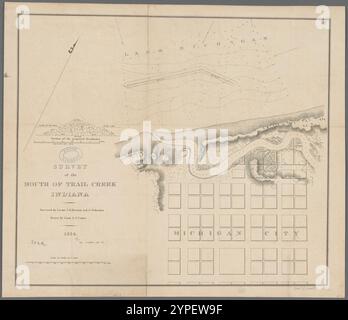 Survey of the mouth of Trail Creek, Indiana 1834 di Berrien, John Macpherson, -1876 Foto Stock