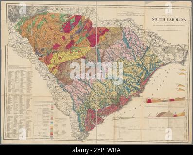 Mappa dello stato del South Carolina 1883 di G.W. & C.B. Colton & Co Foto Stock