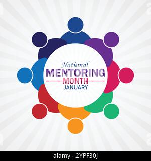 Mese di gennaio del National Mentoring. Concetto di vacanza. Modello per sfondo, banner, scheda, poster con iscrizione di testo. Illustrazione vettoriale Illustrazione Vettoriale