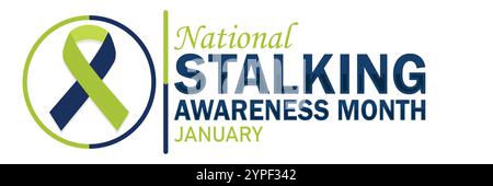 Mese nazionale di sensibilizzazione sullo stalking gennaio. Adatto per biglietti d'auguri, poster e striscioni. Illustrazione vettoriale Illustrazione Vettoriale