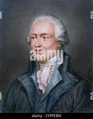 Ritratto di Marie Jean Antoine Nicolas de Caritat, marchese di Condorcet ( 1743 - 1794 ) incisione su Jean Jacques Frilley Foto Stock