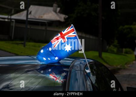 L'Australia Day è la giornata nazionale ufficiale dell'Australia. Osservata annualmente il 26 gennaio, segna lo sbarco 1788 della prima flotta e il sollevamento di Foto Stock