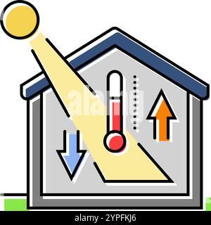 illustrazione vettoriale dell'icona di colore dell'energia della massa termica Illustrazione Vettoriale