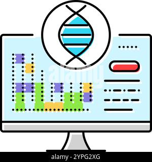 illustrazione vettoriale dell'icona a colori della crittografia bioinformatica Illustrazione Vettoriale