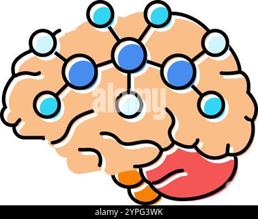 illustrazione vettoriale icona a colori neurochimica neuroscienza neurologia Illustrazione Vettoriale