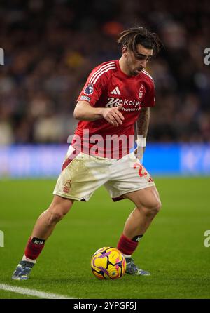 Jota Silva del Nottingham Forest durante la partita di Premier League al City Ground di Nottingham. Data foto: Sabato 30 novembre 2024. Foto Stock