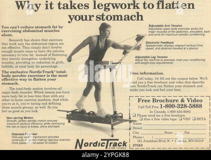 1989 annuncio per esercizi aerobici CML NordicTrack - "appiattire lo stomaco" Foto Stock