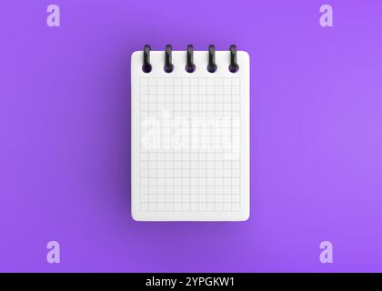 Icona blocco note 3d isolata su sfondo viola. Illustrazione Vettoriale