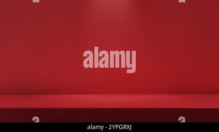 Camera vuota rossa 3D con tavolo. Illustrazione Vettoriale
