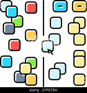 illustrazione vettoriale dell'icona del colore del disegno dell'interfaccia utente del diagramma di affinità Illustrazione Vettoriale