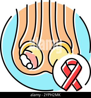 illustrazione vettoriale dell'icona a colori urologica del cancro testicolare Illustrazione Vettoriale