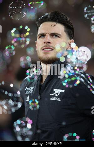 LONDRA, Regno Unito - 30 novembre 2024: Declan Rice dell'Arsenal in vista della partita di Premier League tra il West Ham United e l'Arsenal FC al London Stadium (credito: Craig Mercer/ Alamy Live News) Foto Stock