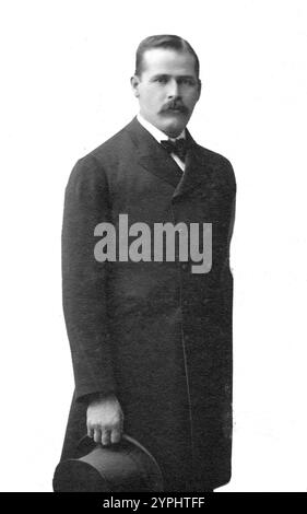 Harry Longabaugh, alias Sundance Kid, ritratto di tre quarti] Data di creazione/pubblicazione: [1901] Medio: 1 stampa fotografica su carta de visite Mount. Numero di riproduzione: LC-DIG-ppmsca-10770 (file digitale dall'elemento originale) Harry Alonzo Longabaugh (1867 – 7 novembre 1908), meglio conosciuto come Sundance Kid, era un fuorilegge e membro del Wild Bunch di Butch Cassidy nel Vecchio West americano. Probabilmente incontrò Butch Cassidy (vero nome Robert LeRoy Parker) durante una battuta di caccia nel 1883 o prima. La banda eseguì la più lunga serie di rapine in treno e banca di successo in Ameri Foto Stock