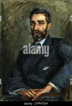 Ritratto di Roger Casement, artista: Sarah Henrietta Purser, Roger David Casement (irlandese: Ruair' D‡ith' Mac Easmainn;[1] settembre 1864 C 3 agosto 1916), noto come Sir Roger Casement, CMG, tra il 1911 e il 1916, è stato un diplomatico e nazionalista irlandese giustiziato dal Regno Unito per tradimento durante la prima guerra mondiale. ha lavorato per il Foreign Office britannico come diplomatico, diventando noto come attivista umanitario, e in seguito come poeta e leader del Rising pasquale.[2] descritto come il "padre del ventesimo cen Foto Stock