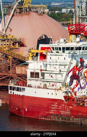 Nave da carico, Parkland Terminal, fiume St. Charles, Quebec City, Canada Foto Stock