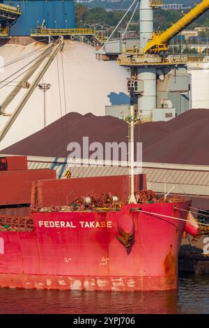 Nave da carico, Parkland Terminal, fiume St. Charles, Quebec City, Canada Foto Stock