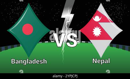 Partite tra stadio e Sky Stars Thunder Flash con Bangladesh vs Nepal Illustrazione Vettoriale