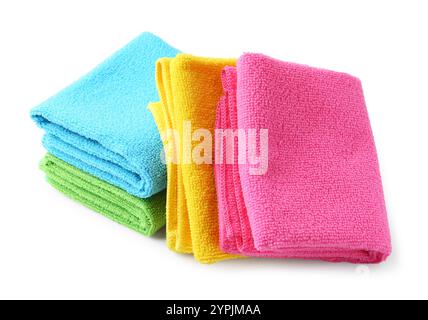 Diversi panni in microfibra isolati su bianco Foto Stock