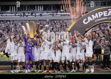 Buenos Aires, Argentina. 30 novembre 2024. I giocatori del Botafogo celebrano la vittoria della finale tra Atletico Mineiro e Botafogo alla Copa Libertadores 2024 di Buenos Aires, Argentina, 30 novembre 2024. Crediti: Luciano Gonzalez/Xinhua/Alamy Live News Foto Stock